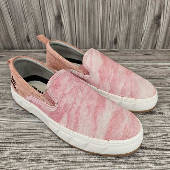 Karl Lagerfeld Paris Suede Slip On Sneakers Shoes-Pink Tie Dye - Men\'s Size 9NEW main image 5